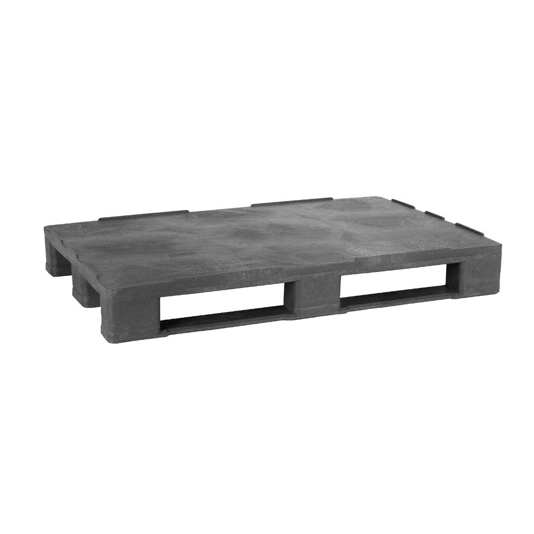 Kunststoff Palette mit Rand - Polyethylen (PE-RE) - Anti-Rutsch - Eisenverstärkung - Traglast 2.500 kg - 155 x 1.000 x 1.200 mm (HxBxT) - grau