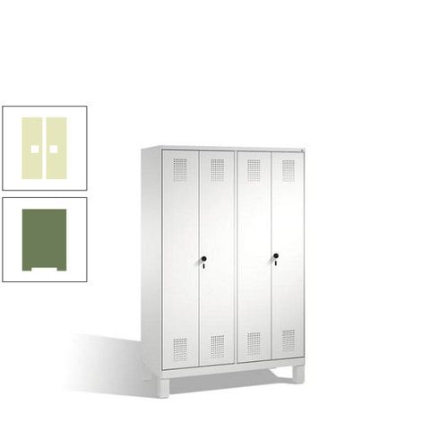 Doppel-Spind, Doppeltüren, Garderobenschrank mit Füßen, 4 Abteile a 300 mm, Korpus anthrazitgrau, Tür anthrazitgrau, 1.850 x 1.200 x 500 mm (HxBxT)