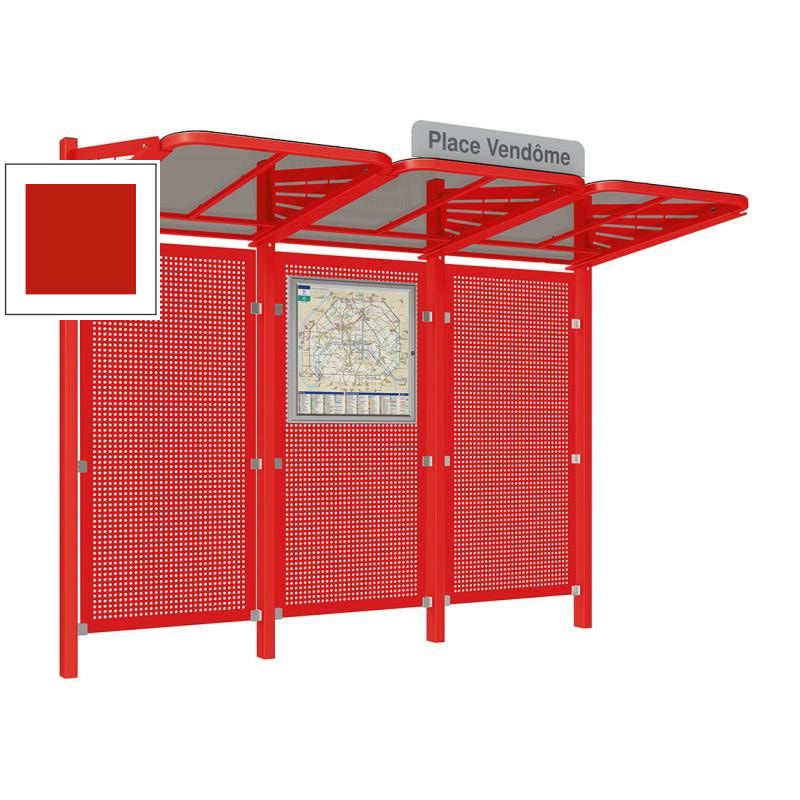Buswartehalle - Unterstand - Stahlblech Rückwand - Fahrplankasten - Haltestellenschild - 2.200 x 3.000 x 1.500 mm (HxBxT) - enzianblau