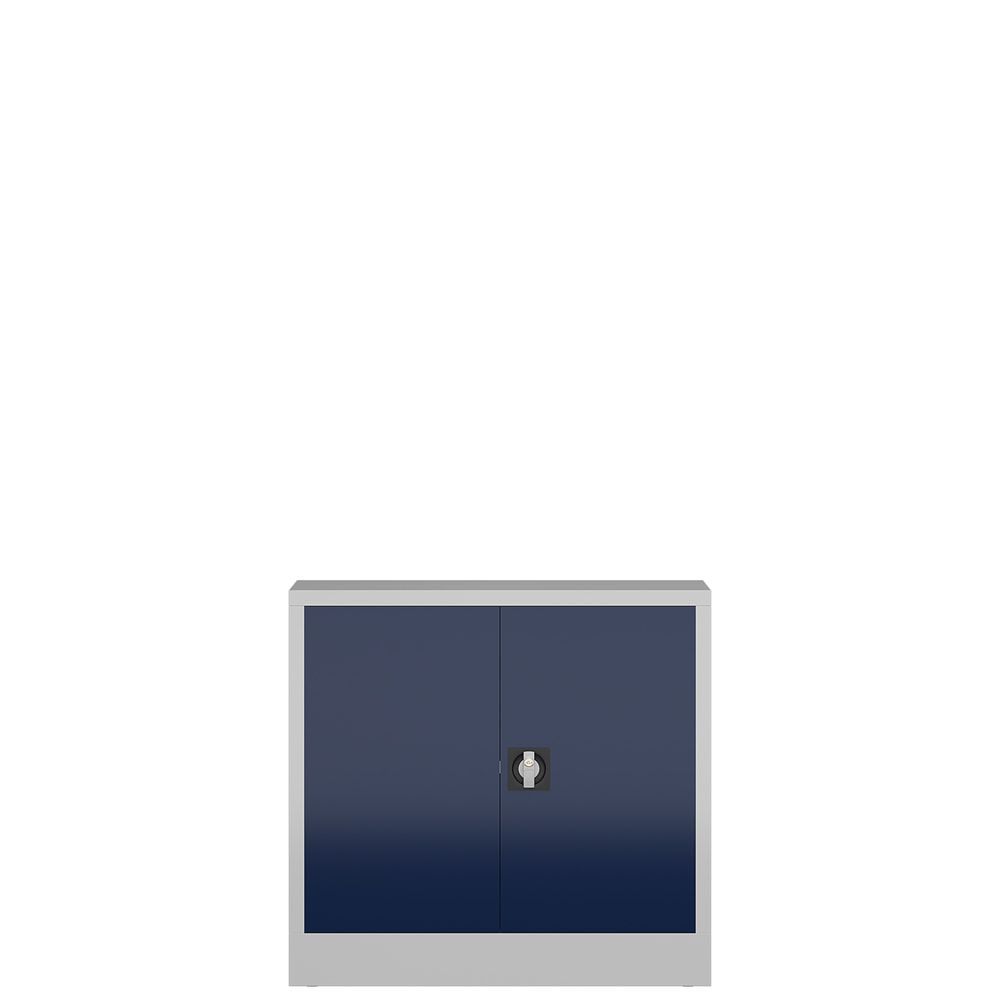 Aktenschrank, Büroschrank, abschließbar, Flügeltüren, 1 Fachboden, 750 x 800 x 380 mm (HxBxT), Stahl, Korpus und Türen lichtgrau