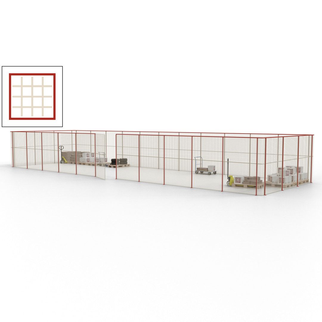 Maschinen Schutzgitter - Hallentrennwand - Sicherheitszaun - Tür - 42 m - 2.200 x 16.900 x 4.900 mm (HxBxT) - enzianblau