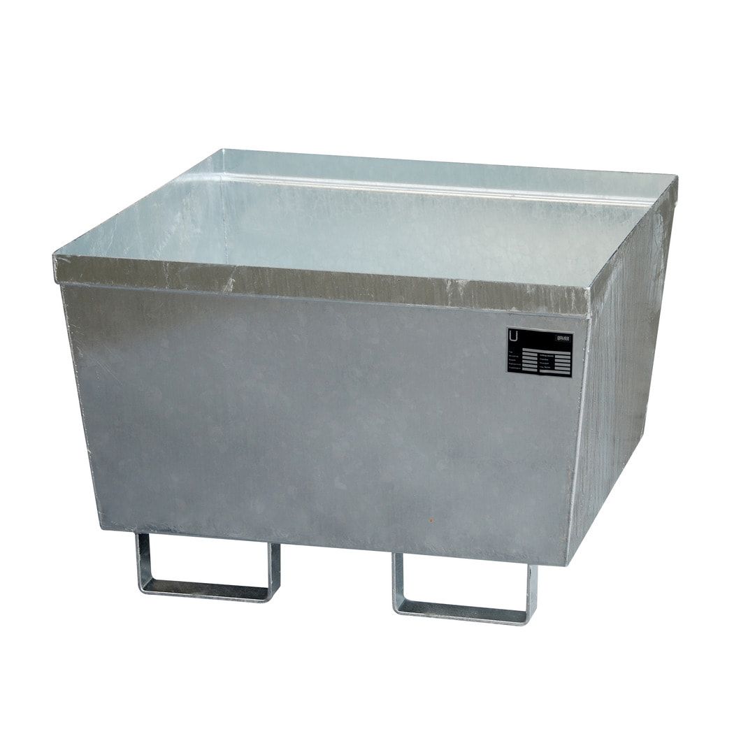 Ineinander stapelbare Auffangwanne - Stahl - 229 l Volumen - Breite 800 mm - feuerrot