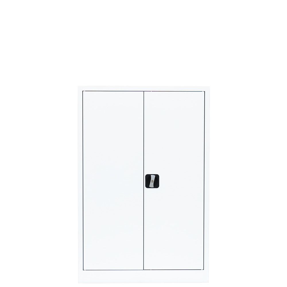 Aktenschrank, Büroschrank, abschließbar, Flügeltüren, 2 Fachböden, 1.200 x 925 x 422 mm (HxBxT), Stahl, Korpus und Türen in lichtgrau