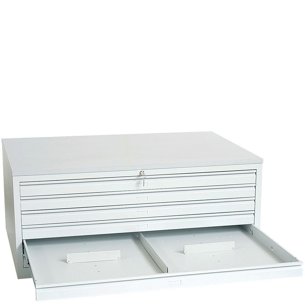 Zeichenschrank, Planschrank, Architektenschrank, Flachablageschrank, bis DIN A0, 6 Schubladen, 605 x 1.405 x 955 mm (HxBxT), Farbe: lichtgrau