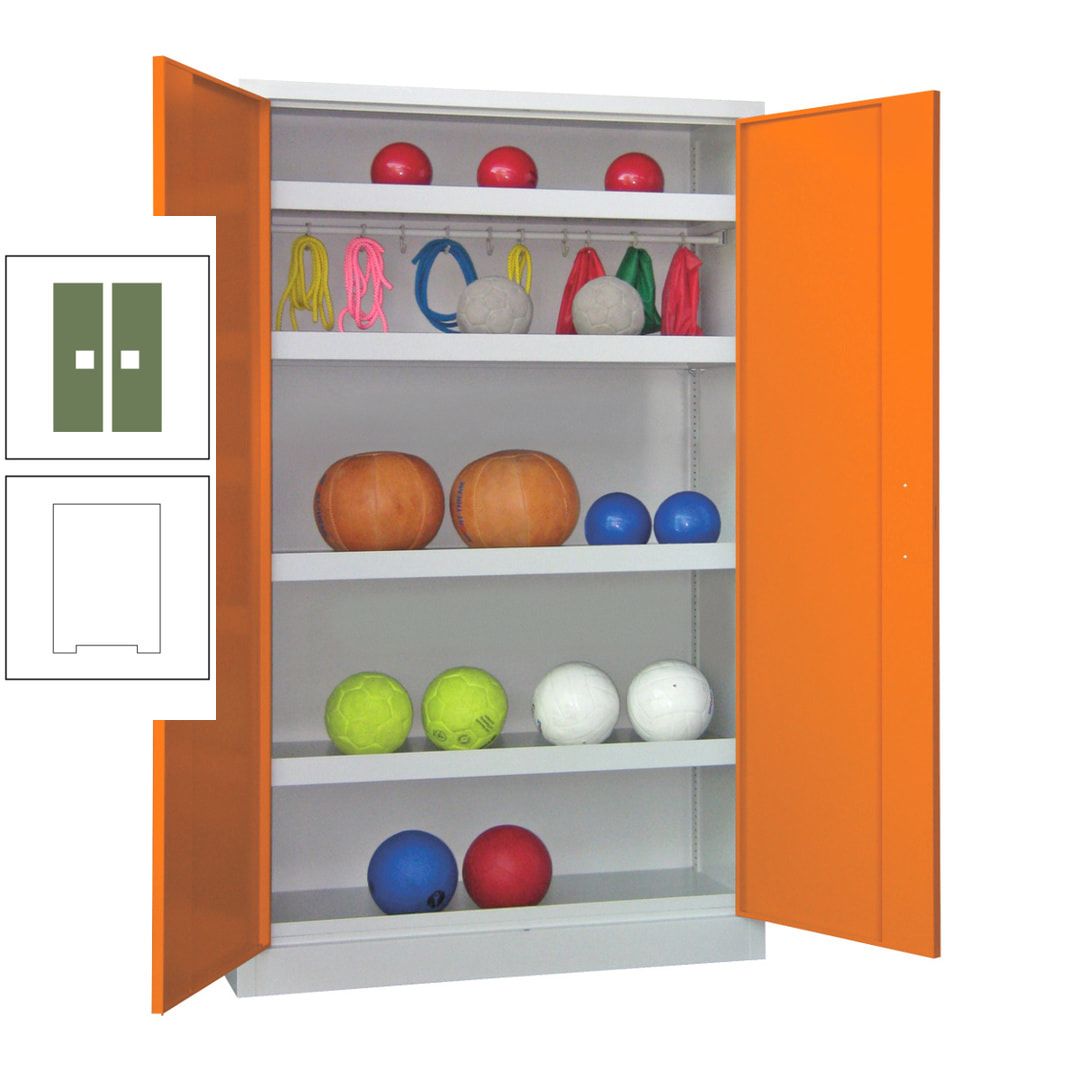 Ballschrank - Vollblechtüren - 4 Böden - 1 Hakenleiste - 1.950x1.200x500 mm (HxBxT) - anthrazitgrau