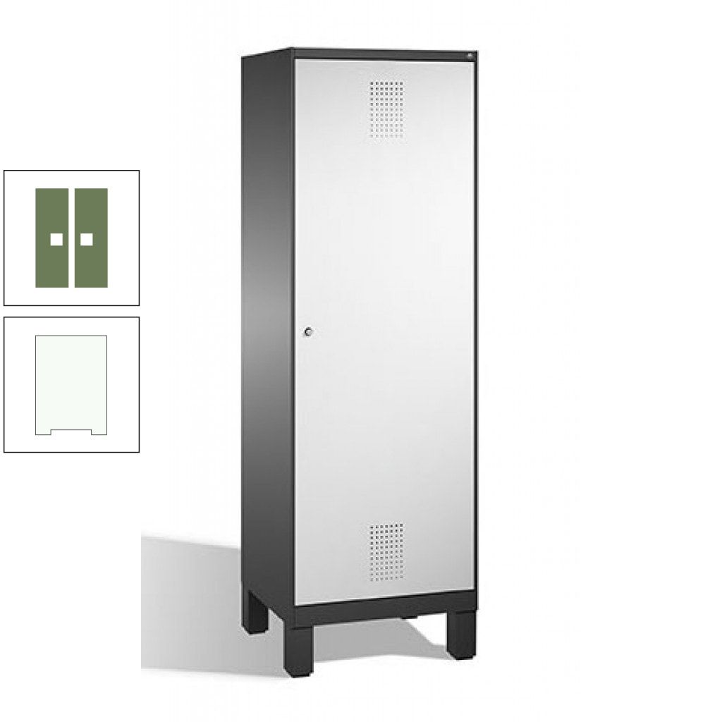 Doppel-Spind, Garderobenschrank, 1 Tür für 2 Abteile a 300 mm, Korpus anthrazitgrau, Türen anthrazitgrau, 1.850 x 600 x 500 mm (HxBxT)