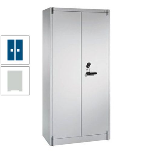 Feuergeschützter Aktenschrank, Klasse A1, 3 Fachböden und Schließfach einflügelig, Farbe schwarzgrau, 1.950 x 930 x 500 mm (HxBxT)