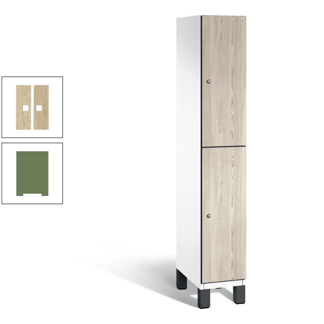 Fächerschrank, Garderobenschrank, mit Füßen, 1 Abteile, 1.980 x 300 x 525 mm (HxBxT), Korpus anthrazitgrau, Tür Donau-Ahorn