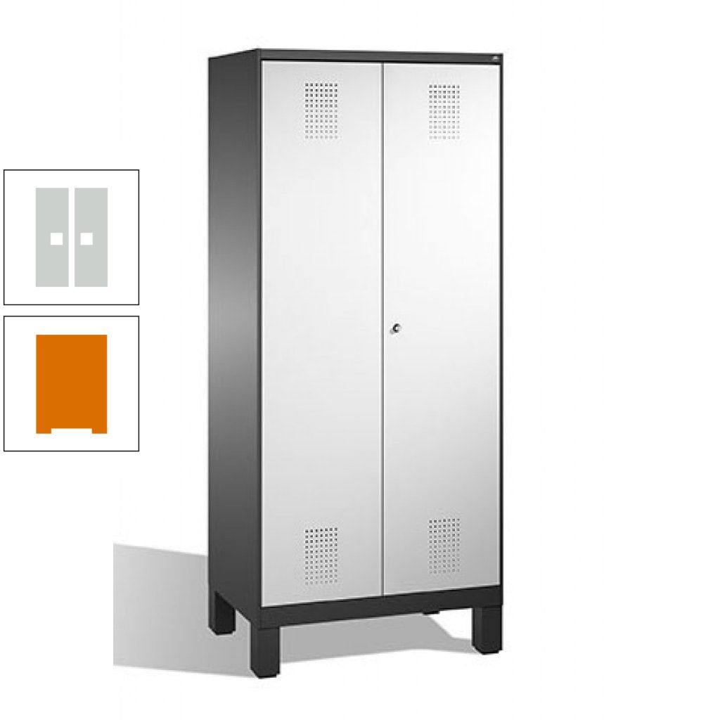Mehrzweckschrank, Doppeltüren, auf Füßen, 2 Abteile a 400 mm, Korpus anthrazitgrau, Tür anthrazitgrau, 1.850 x 800 x 500 mm (HxBxT)