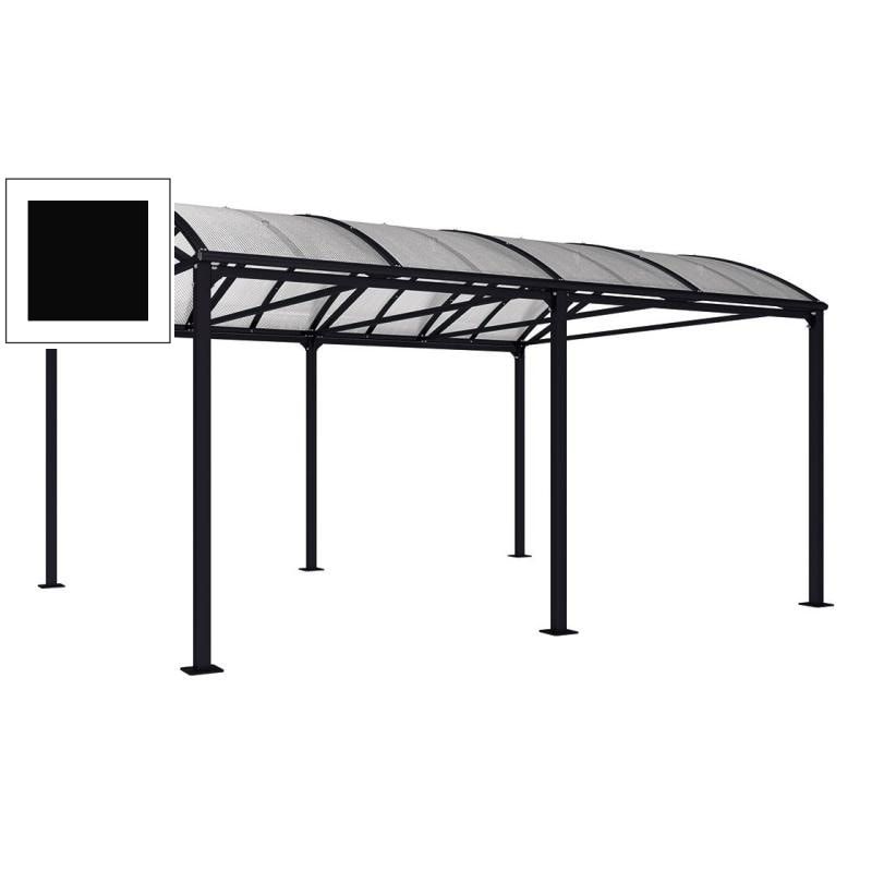 Fahrradunterstand, Fahrradüberdachung, Unterstand, Grundmodell, 10 Zweiräder, Regenrinne, 3.010 x 5.000 x 4.160 mm (HxBxT), Farbe enzianblau