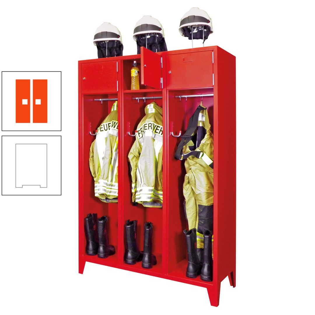 Feuerwehrschrank - 2 Abteile - Ablagefach mit Tür, Etikettenrahmen - 2.100 x 830 x 500 mm (HxBxT) - anthrazitgrau