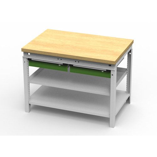 OTTOKIND Werkbank - bündige Arbeitsplatte - 850 x 1.150 x 750 mm (HxBxT) - 2 Schubladen - 2 Ablageböden - lichtgrau