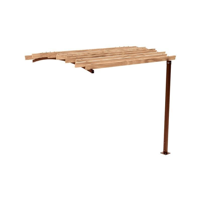 Pergola Fronterweiterung 2, Kiefer druckimprägniert Klasse 4, Stahlrohr 80x80 mm, 2.910 x 2.520 x 3.020 mm (HxBxT) fvz, beschichtet, Farbe Enzianblau