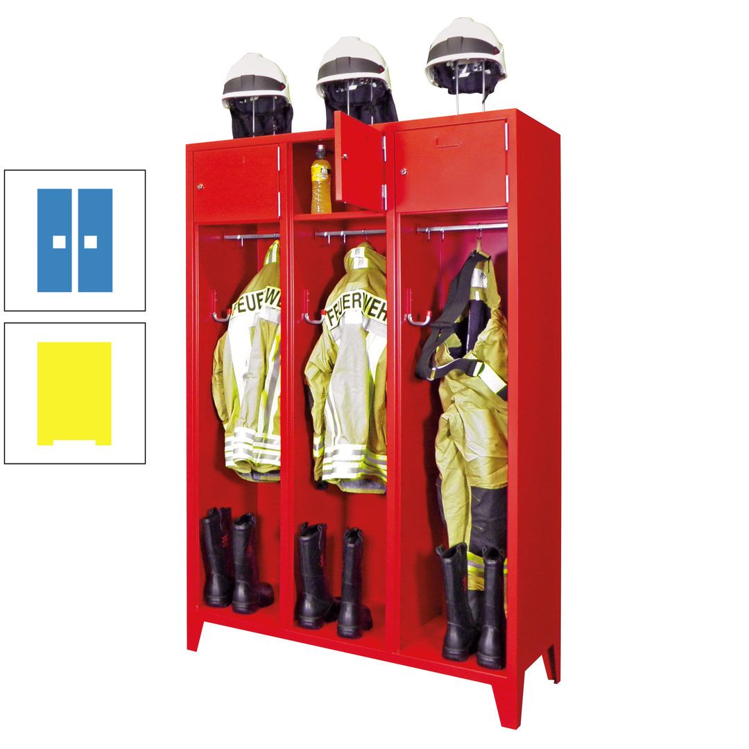 Feuerwehrschrank - 2 Abteile - Ablagefach mit Tür, Etikettenrahmen - 2.100 x 830 x 500 mm (HxBxT) - anthrazitgrau