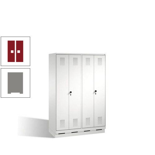 Doppel-Spind, Doppeltüren, Garderobenschrank mit Sockel, 4 Abteile a 300 mm, Korpus anthrazitgrau, Tür anthrazitgrau, 1.800 x 1.200 x 500 mm (HxBxT)