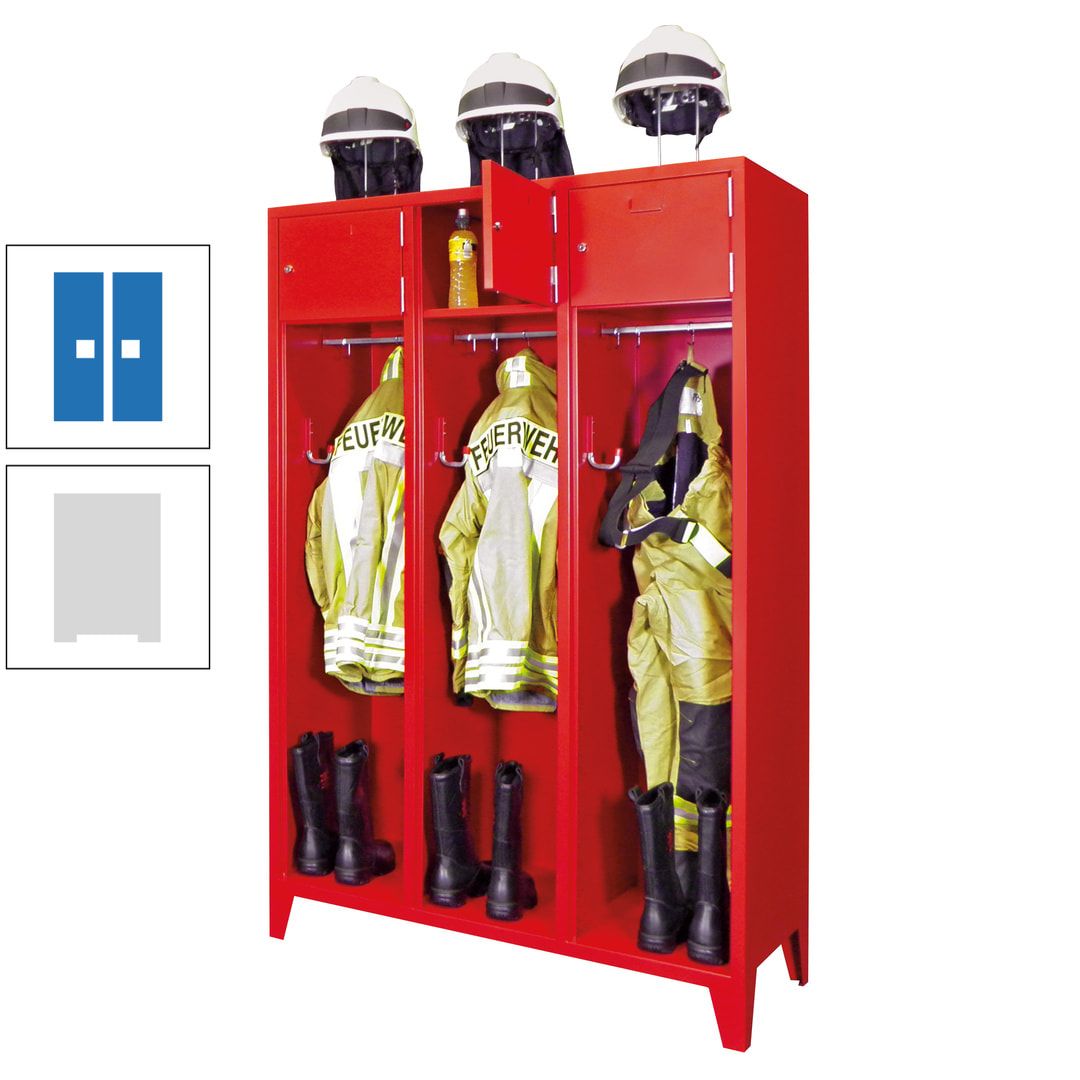 Feuerwehrschrank - 2 Abteile - Ablagefach mit Tür, Etikettenrahmen - 2.100 x 830 x 500 mm (HxBxT) - anthrazitgrau