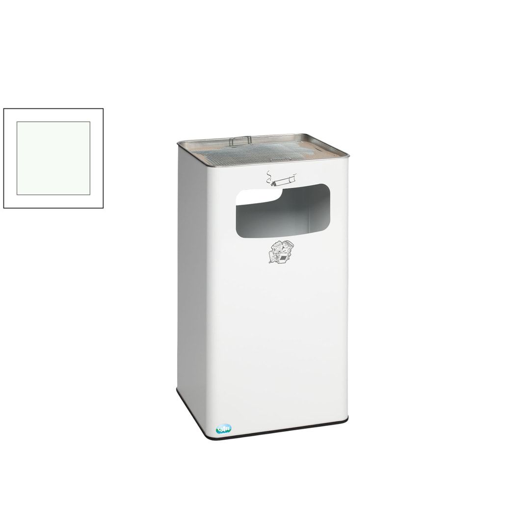 Abfallsammler mit Ascher - viereckig - Volumen 96 l - 755 x 430 x 430 mm (HxBxT) - Antik silber