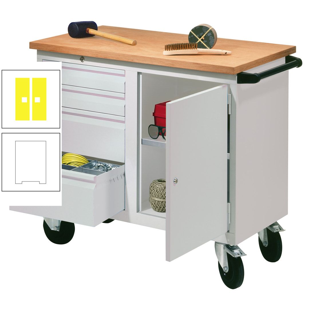 Mobile Werkbank - Werkstattwagen - 915 x 1.090 x 600 mm - 4 Schubladen und Schrankfach - anthrazitgrau