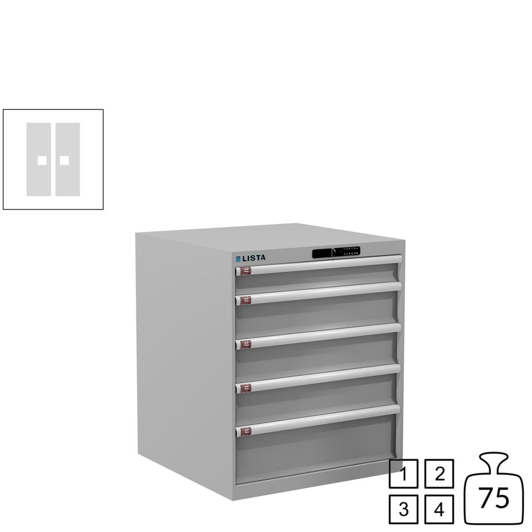 Lista Schubladenschrank - 14.410.010 - 850x717x725 mm (HxBxT) - 5 Schubladen - 75 kg - Key Lock - lichtblau (RAL 5012)