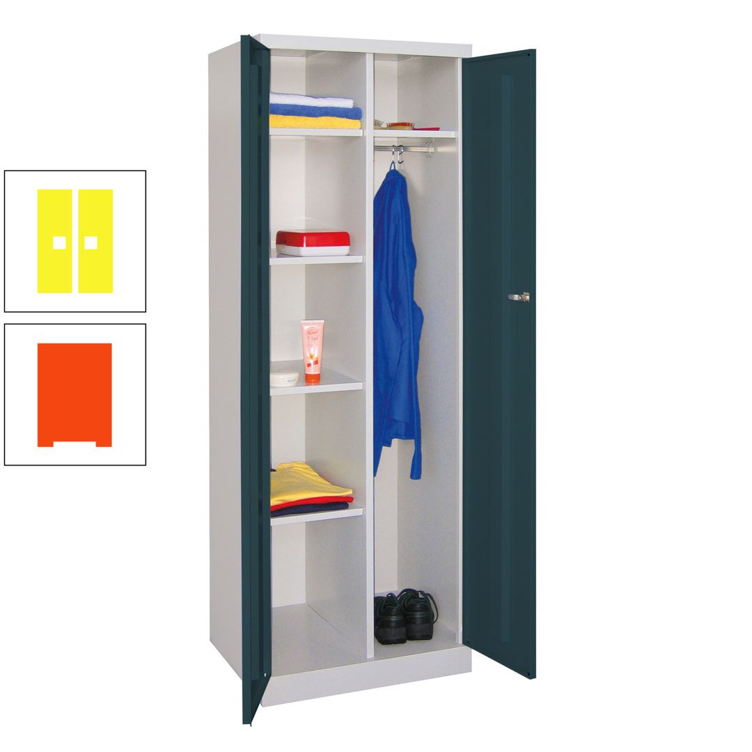 Kleiderschrank mit Sockel - Spind - 1 Abteil mit Trennwand - 1.800x600x500 mm (HxBxT) - Zylinderschloss - anthrazitgrau