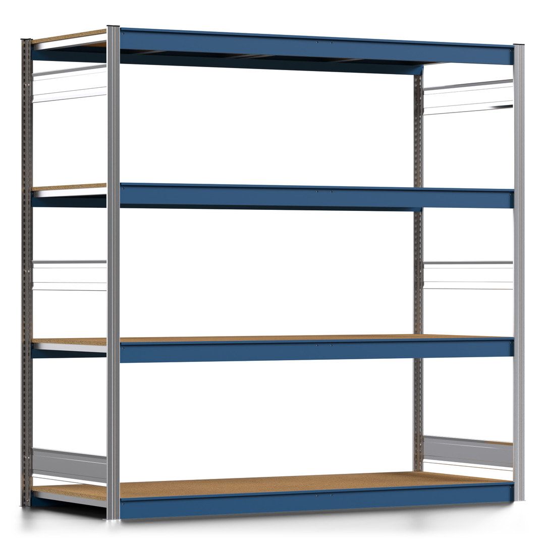 Weitspannregal EMIL - 2.000 x 2.010 x 800 mm (HxBxT) - Fachlast 400 kg - Holzböden - Lagerregal - Anbauregal