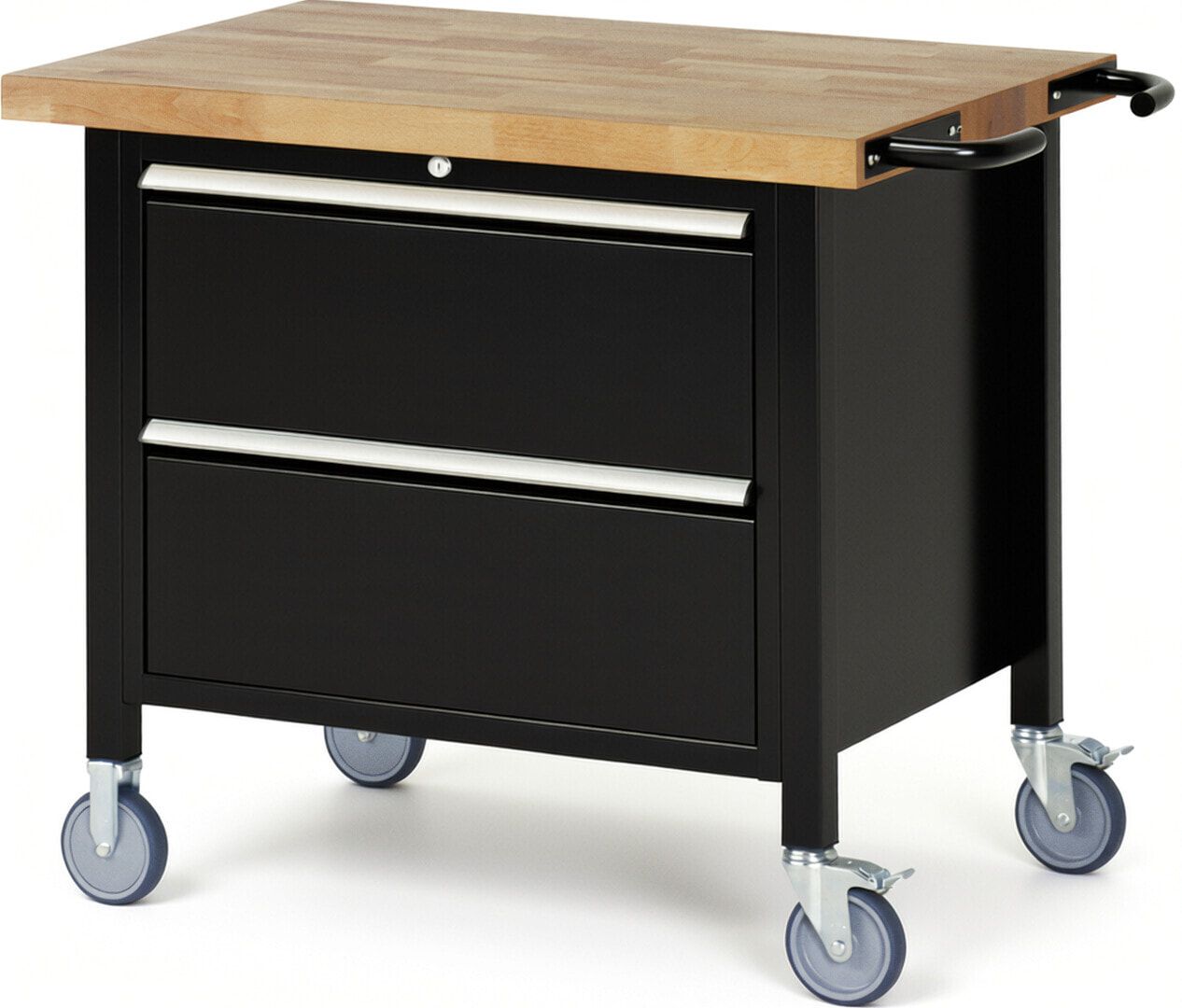 Mobile Werkbank, 2 XL Schubladen - Teilauszug - 270:2 - Höhe 880-1.080 mm - 1.000 x 700 mm - 450 kg - Buche - Anthrazitgrau