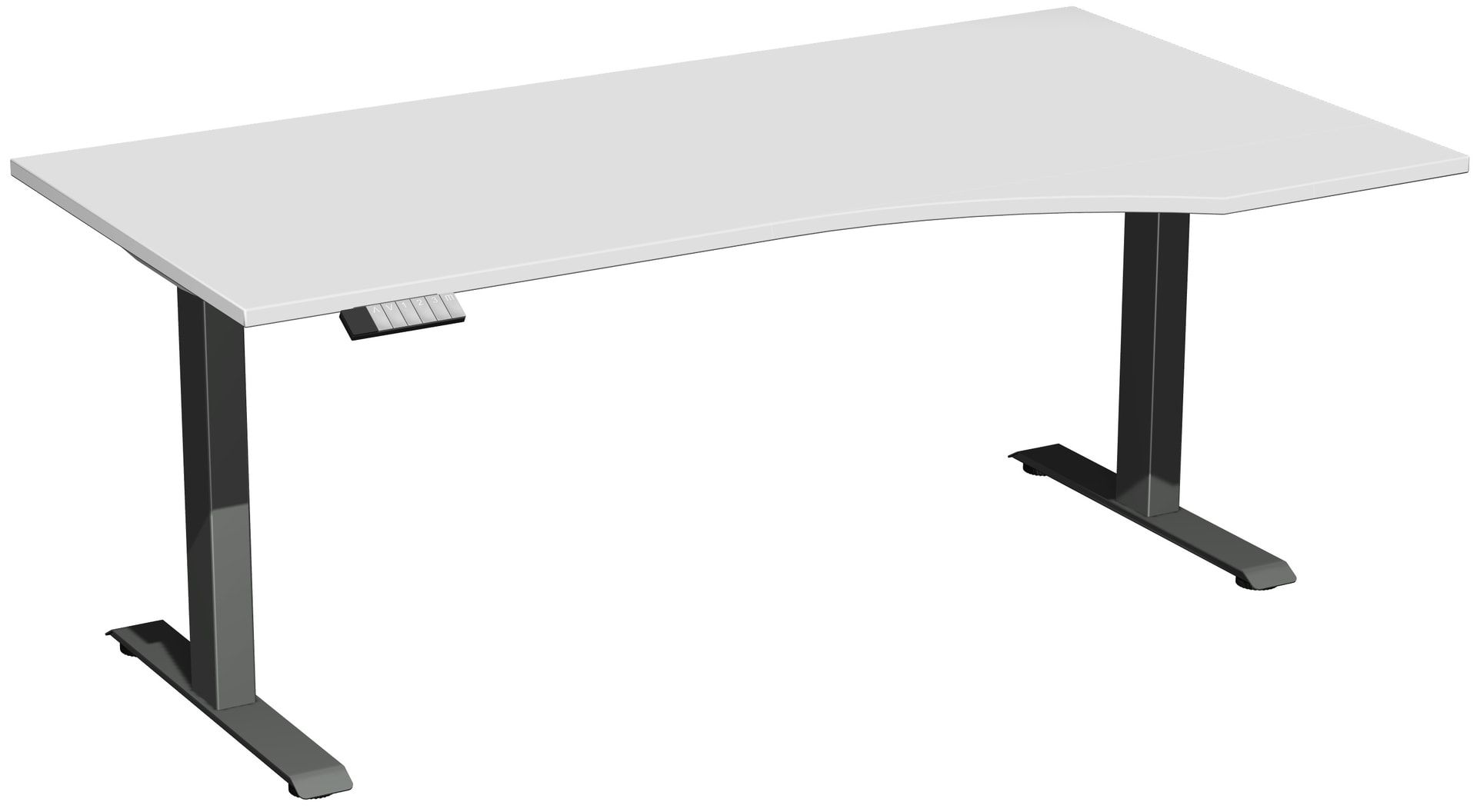 Eckschreibtisch, Ecke rechts, Elevate Basic, elektronisch höhenverstellbar, 730 - 1.230 x 1.800 x 1.000 mm (HxBxT), Gestell anthrazit, Dekor Ahorn