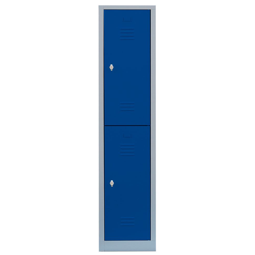 Garderobenschrank, Doppelstockspind, 1 Abteil, 2 Fächer, 1.800 x 415 x 500 mm (HxBxT), Stahl, Drehriegel, Korpus: lichtgrau, Front: anthrazitgrau