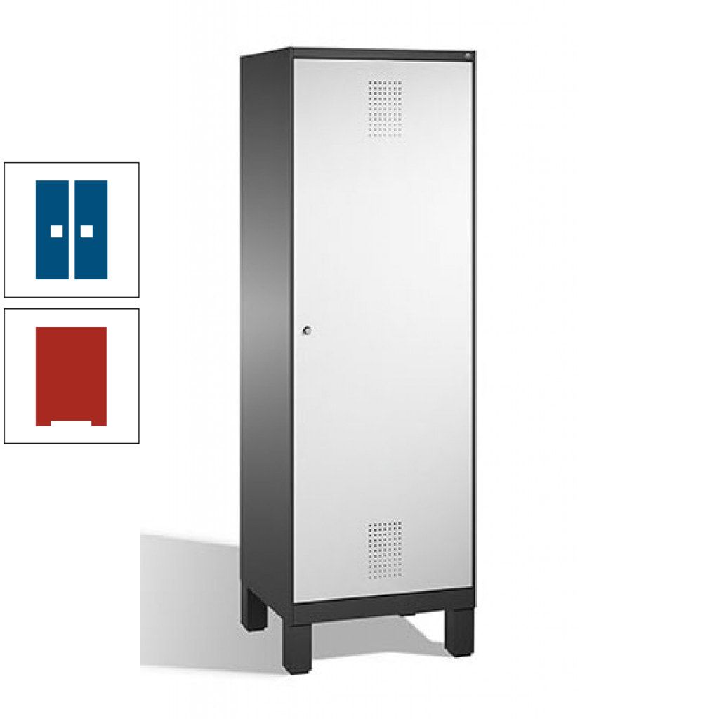 Doppel-Spind, Garderobenschrank, 1 Tür für 2 Abteile a 300 mm, Korpus anthrazitgrau, Türen anthrazitgrau, 1.850 x 600 x 500 mm (HxBxT)
