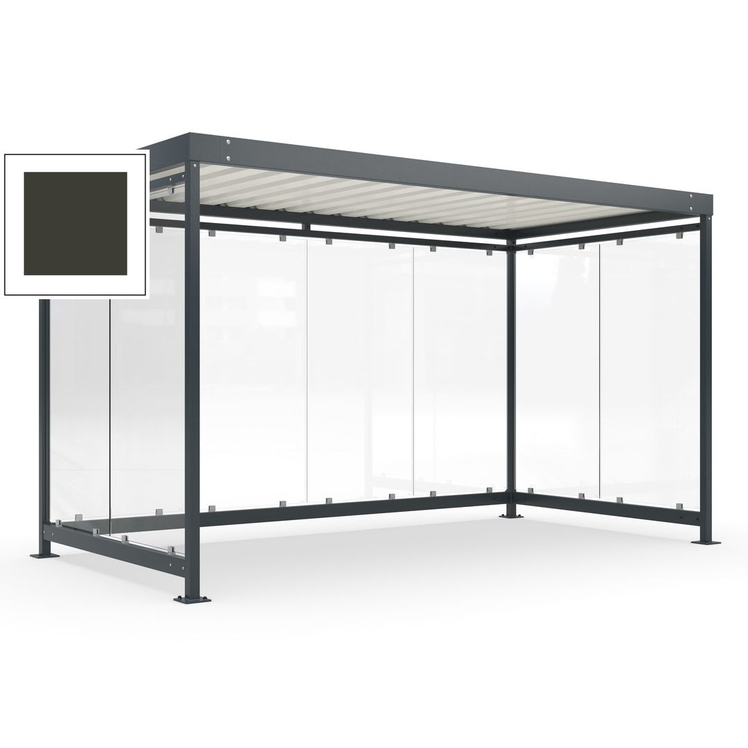 Fahrradunterstand, Fahrgastunterstand, Bushaltestelle, Bausatz, 12-13 Personen, 2.510 x 4.195 x 2.165 mm (HxBxT), 8 Wände, Achatgrau