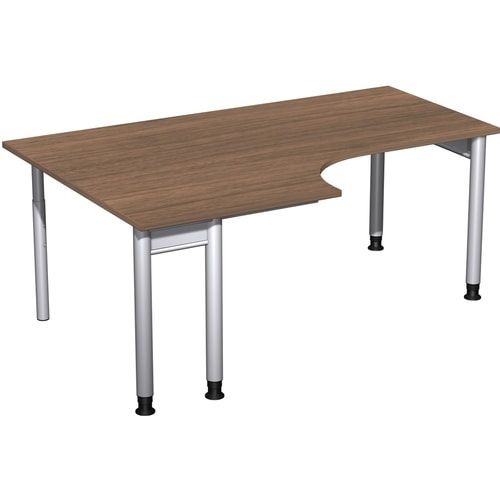 Eckschreibtisch, Eckteil 800 mm, links, Füße einseitig verkürzt, 4-Fuß Pro, höhenverstellbar, 680-800 x 1.600 x 1.200 mm (HxBxT), Dekor Ahorn