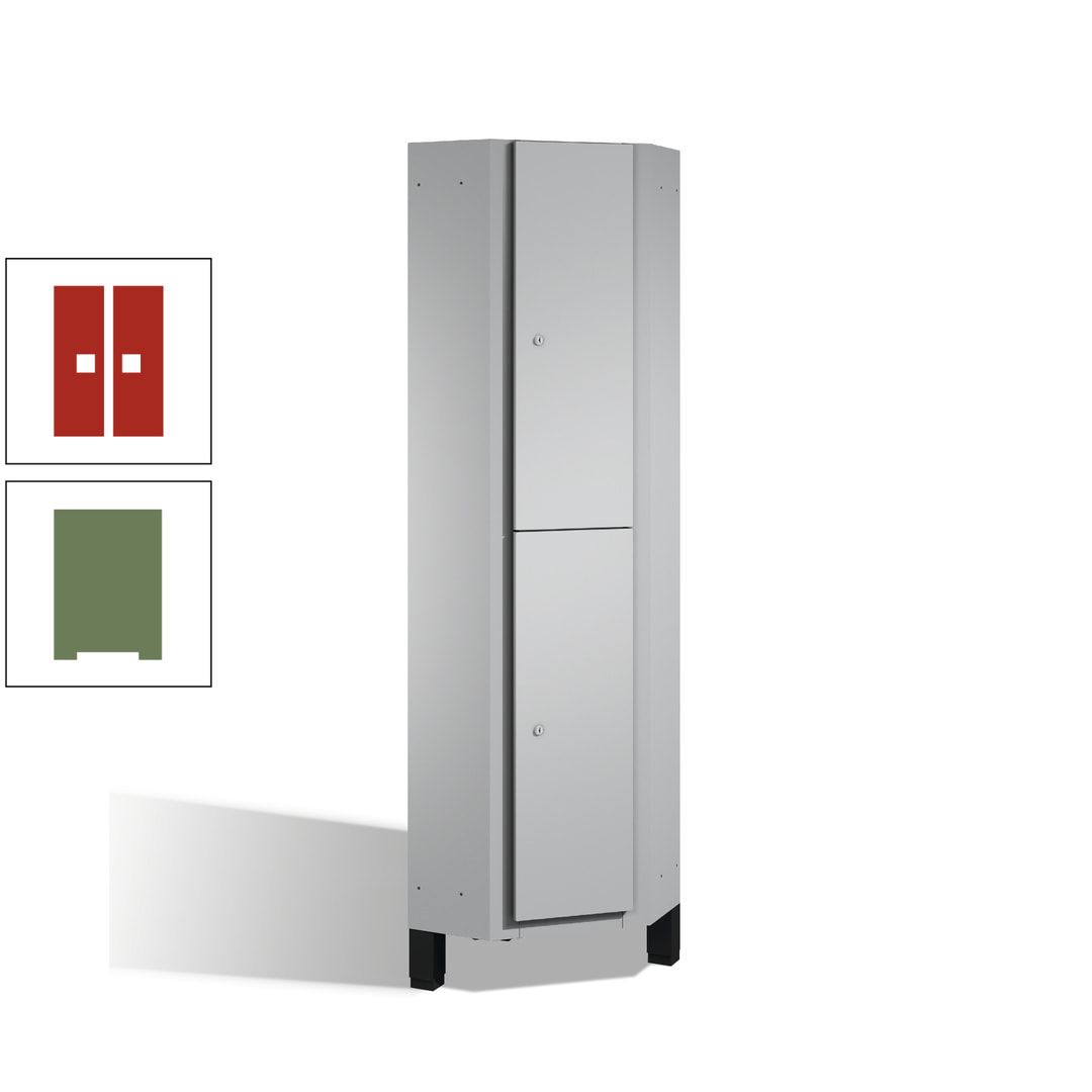 Eckschrank, Spind, auf Füßen, 2 Personen, 1.980 x 500 mm (HxT), Korpus anthrazitgrau, Tür anthrazitgrau