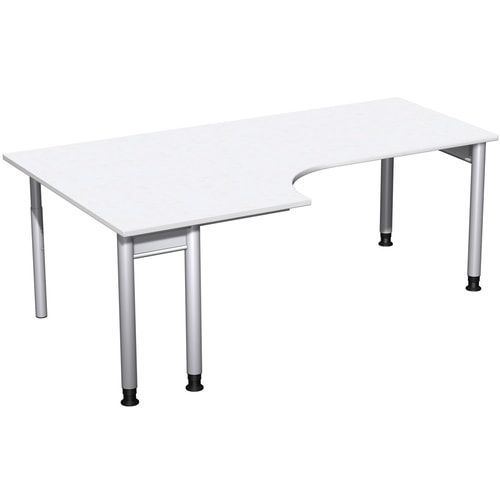 Eckschreibtisch, Eckteil 800 mm, links, Füße einseitig verkürzt, 4-Fuß Pro, höhenverstellbar, 680-800 x 1.600 x 1.200 mm (HxBxT), Dekor Ahorn