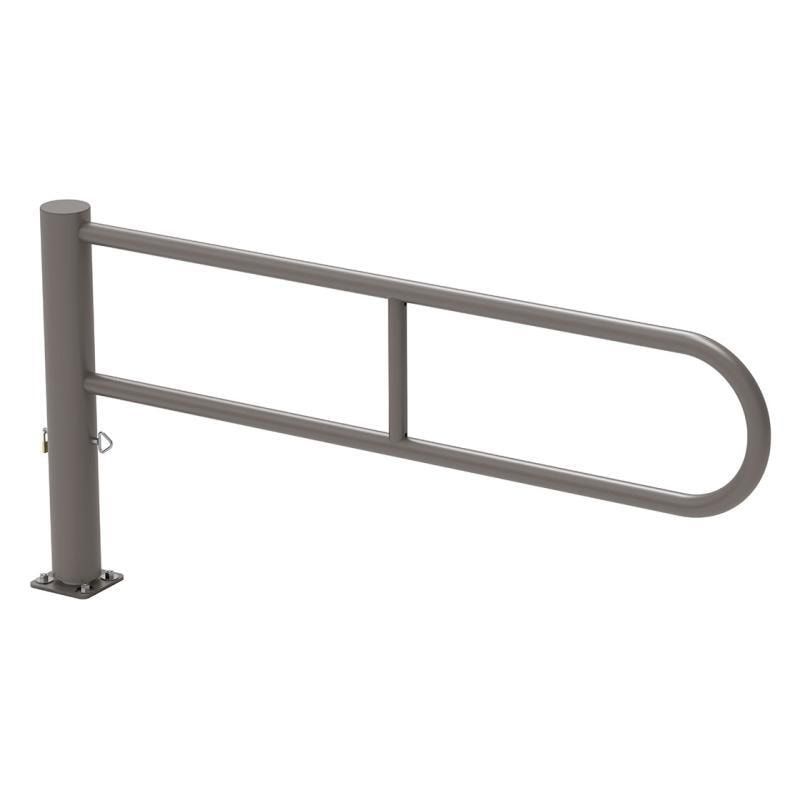 Drehschranke, Schlagbaum, Drehachse, arretierbar, Stahlrohr, 2.300 mm breit, Verkehrsschildanbringung möglich, Farbe enzianblau