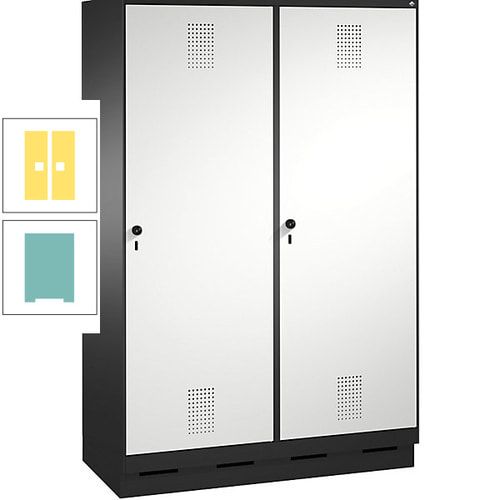 Doppel-Spind, Garderobenschrank, 2 Türen für 4 Abteile a 300 mm, Korpus anthrazitgrau, Türen anthrazitgrau, 1.800 x 1.200 x 500 mm (HxBxT)
