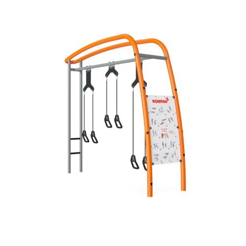 Schlingentrainer Pro, Fitnessanlage, 49 Übungen, Ergo-Griffe. Erklärschilder, pulverbeschichtet, 3 Nutzer, 3.340 x 1.060 x 3.900 mm (HxBxT), grau
