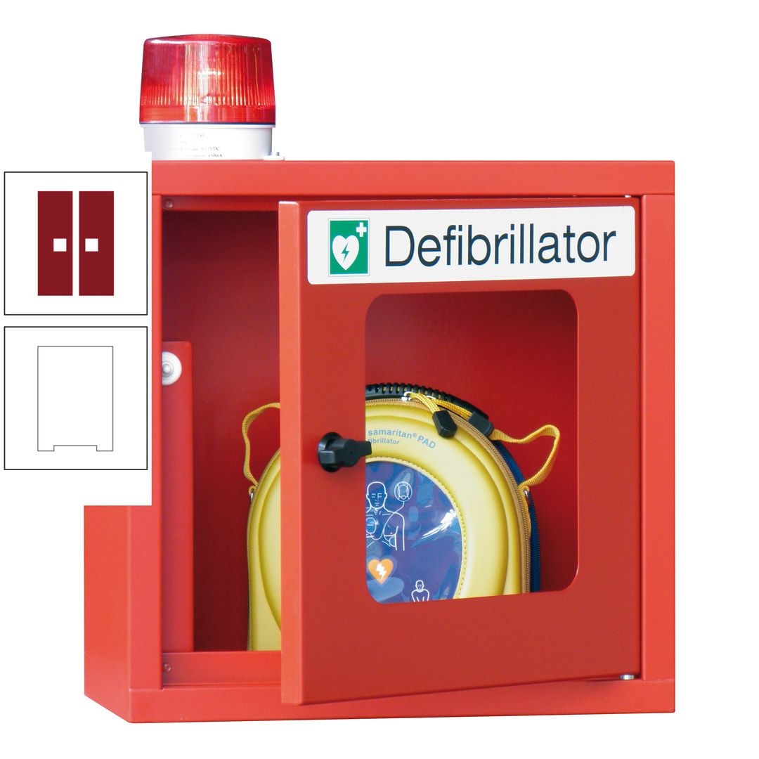 Defibrillatorenschrank mit akustischem und optischem Alarm - 490 x 400 x 200 mm (HxBxT) - Sichtfenster - anthrazitgrau