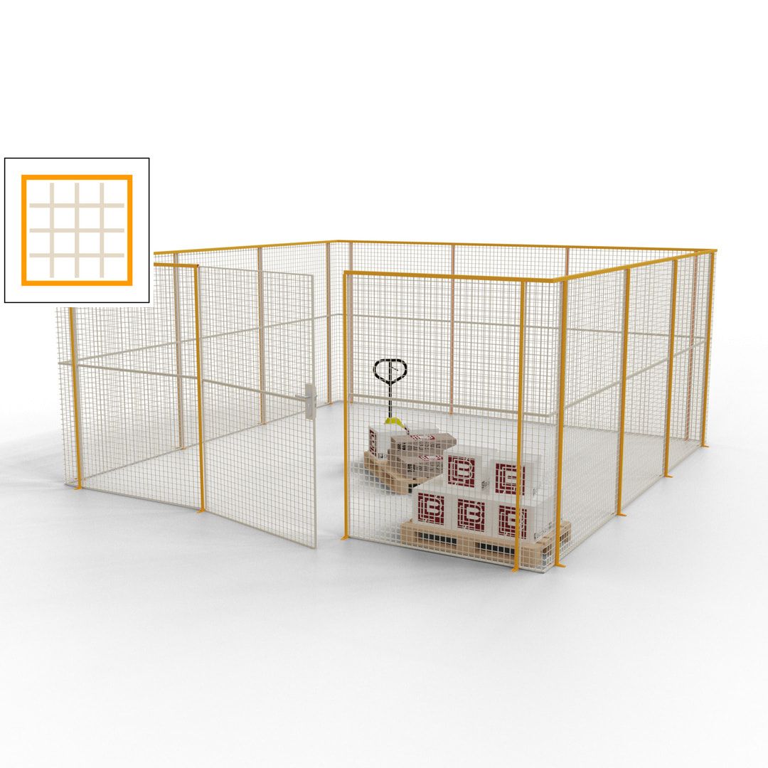 Maschinen Schutzgitter - Hallentrennwand - Sicherheitszaun - Tür - 18 m - 2.200 x 4.900 x 4.900 mm (HxBxT) - enzianblau