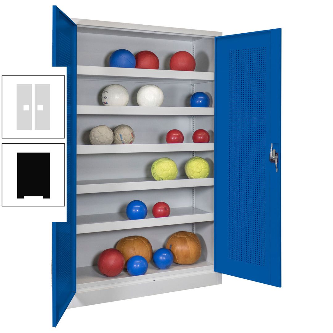 Ballschrank - Lochfeldtüren - 5 Böden - 1.950x1.200x500 mm (HxBxT) - anthrazitgrau