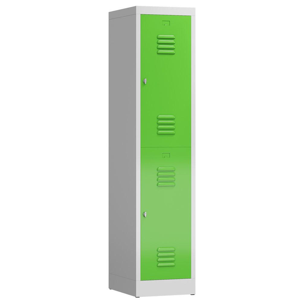 Garderobenschrank, Doppelstockspind, 1 Abteil, 2 Fächer, 1.800 x 415 x 500 mm (HxBxT), Drehriegel, Stahl, Korpus: lichtgrau, Front: anthrazitgrau