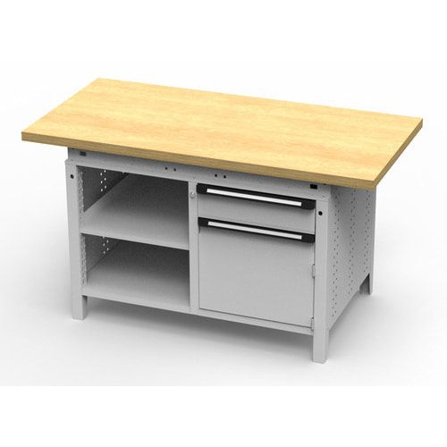 OTTOKIND Werkbank - bündige Arbeitsplatte - 850 x 1.150 x 750 mm (HxBxT) - 1 Schublade - Schrank - 2 Ablageböden - lichtgrau