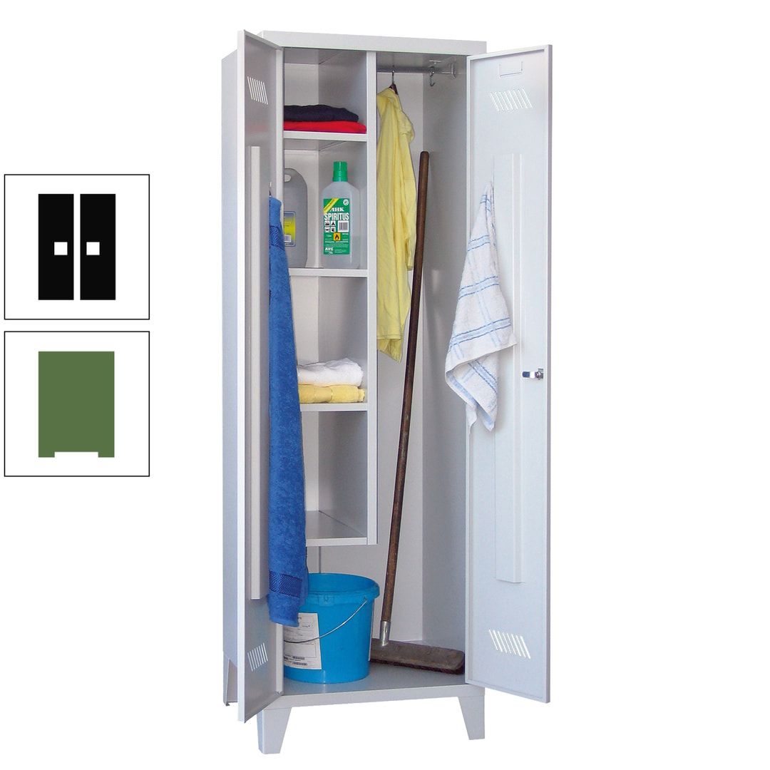 Putzschrank mit Füßen - 1 Abteil mit Trennwand - 1.850x600x500 mm (HxBxT) - Drehriegel - anthrazitgrau