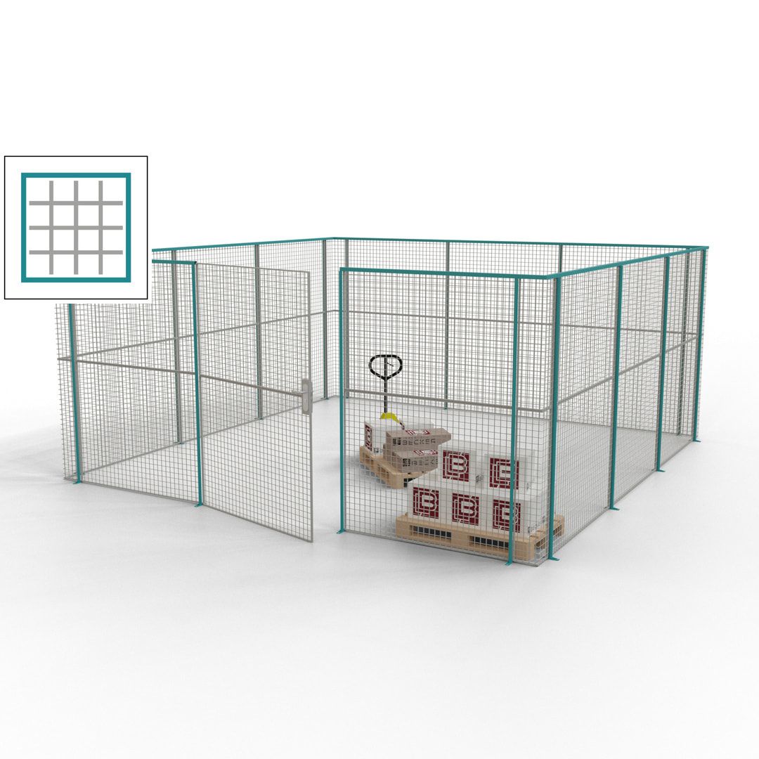Maschinen Schutzgitter - Hallentrennwand - Sicherheitszaun - Tür - 18 m - 2.200 x 4.900 x 4.900 mm (HxBxT) - enzianblau