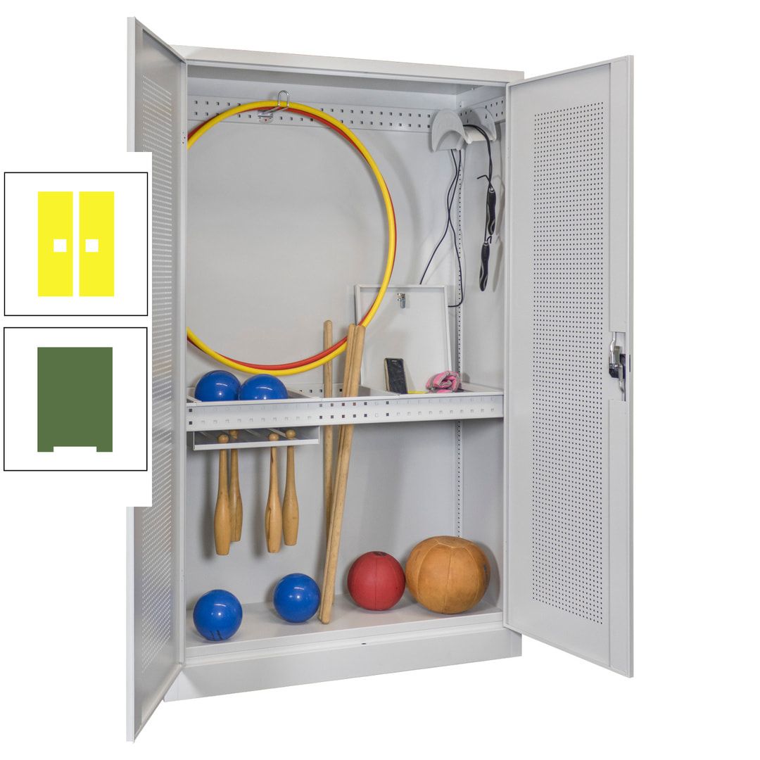 Sportschrank - Lochfeldtüren - Variante 1 - 1.950x1.200x500 mm (HxBxT) - anthrazitgrau