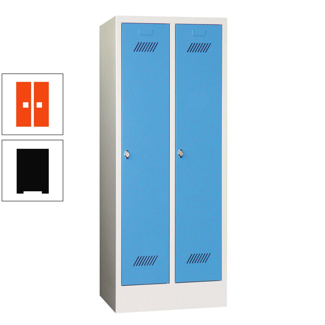 Spindschrank f. Schulen - mit Sockel - Höhe 1.600 mm - 2 Abteile a 300 mm - Drehriegel - anthrazitgrau