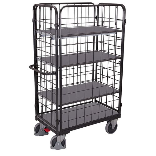 Etagenwagen - 4 Gitterwände - 4 Etagen - Ladefläche 500 x 850 mm (BxT) - Traglast 400 kg - anthrazitgrau