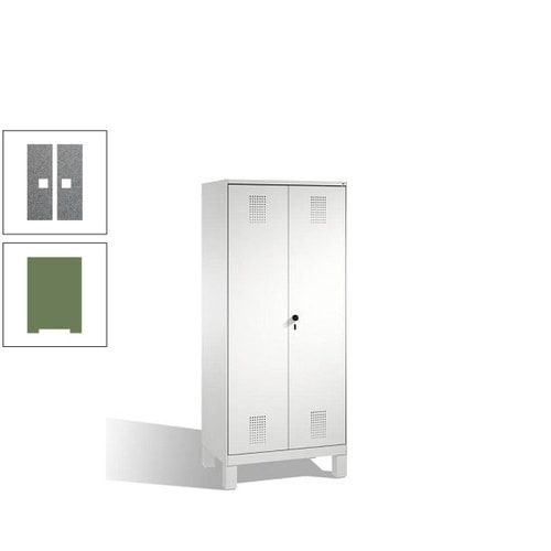 Doppel-Spind, Doppeltüren, Garderobenschrank mit Füßen, 2 Abteile a 400 mm, Korpus anthrazitgrau, Tür anthrazitgrau, 1.850 x 800 x 500 mm (HxBxT)