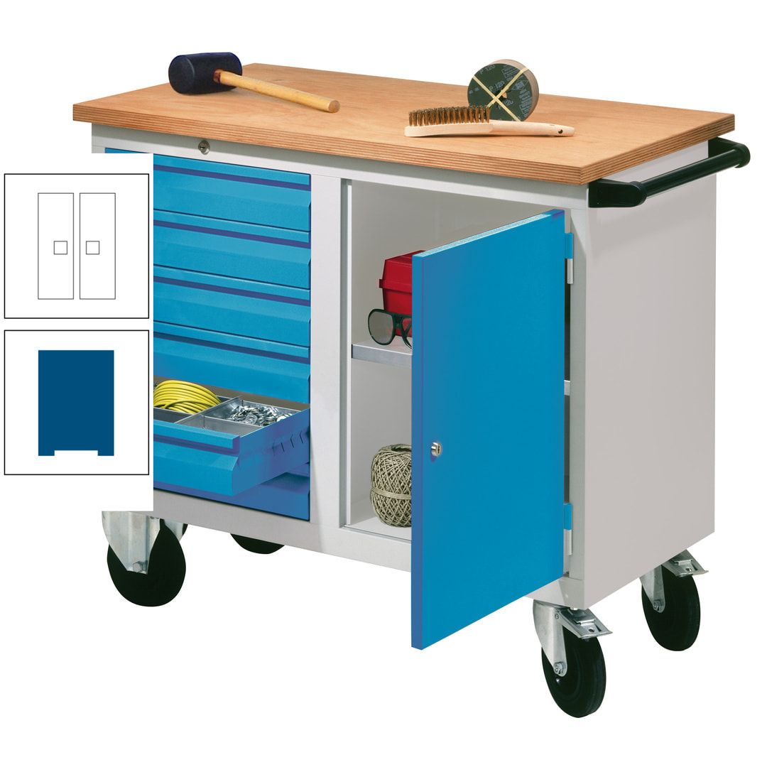 Mobile Werkbank - Werkstattwagen - 915 x 1.090 x 600 mm - 6 Schubladen und Schrankfach - anthrazitgrau