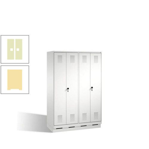 Doppel-Spind, Doppeltüren, Garderobenschrank mit Sockel, 4 Abteile a 300 mm, Korpus anthrazitgrau, Tür anthrazitgrau, 1.800 x 1.200 x 500 mm (HxBxT)