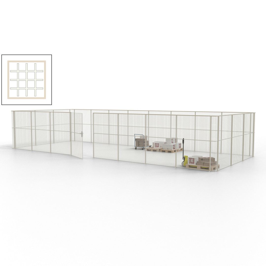 Maschinen Schutzgitter - Hallentrennwand - Sicherheitszaun - Tür - 33 m - 2.200 x 12.400 x 4.900 mm (HxBxT) - enzianblau